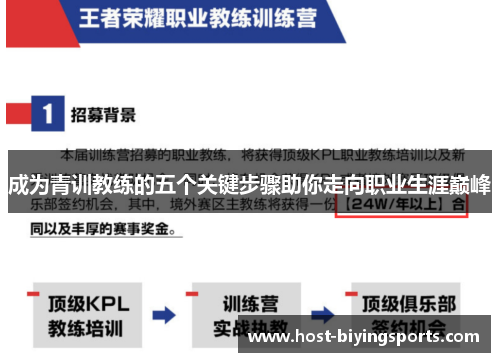 成为青训教练的五个关键步骤助你走向职业生涯巅峰