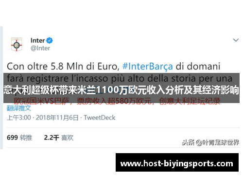 意大利超级杯带来米兰1100万欧元收入分析及其经济影响