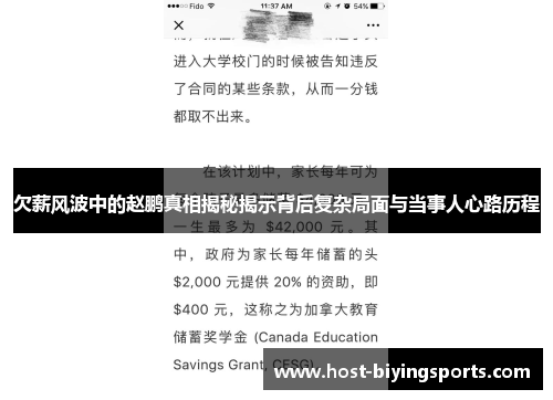 欠薪风波中的赵鹏真相揭秘揭示背后复杂局面与当事人心路历程